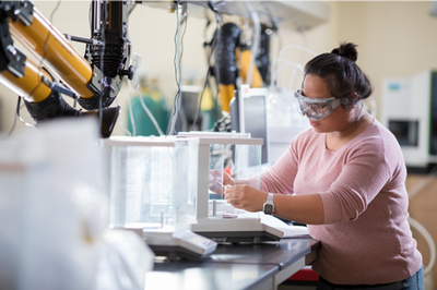 student working in a lab