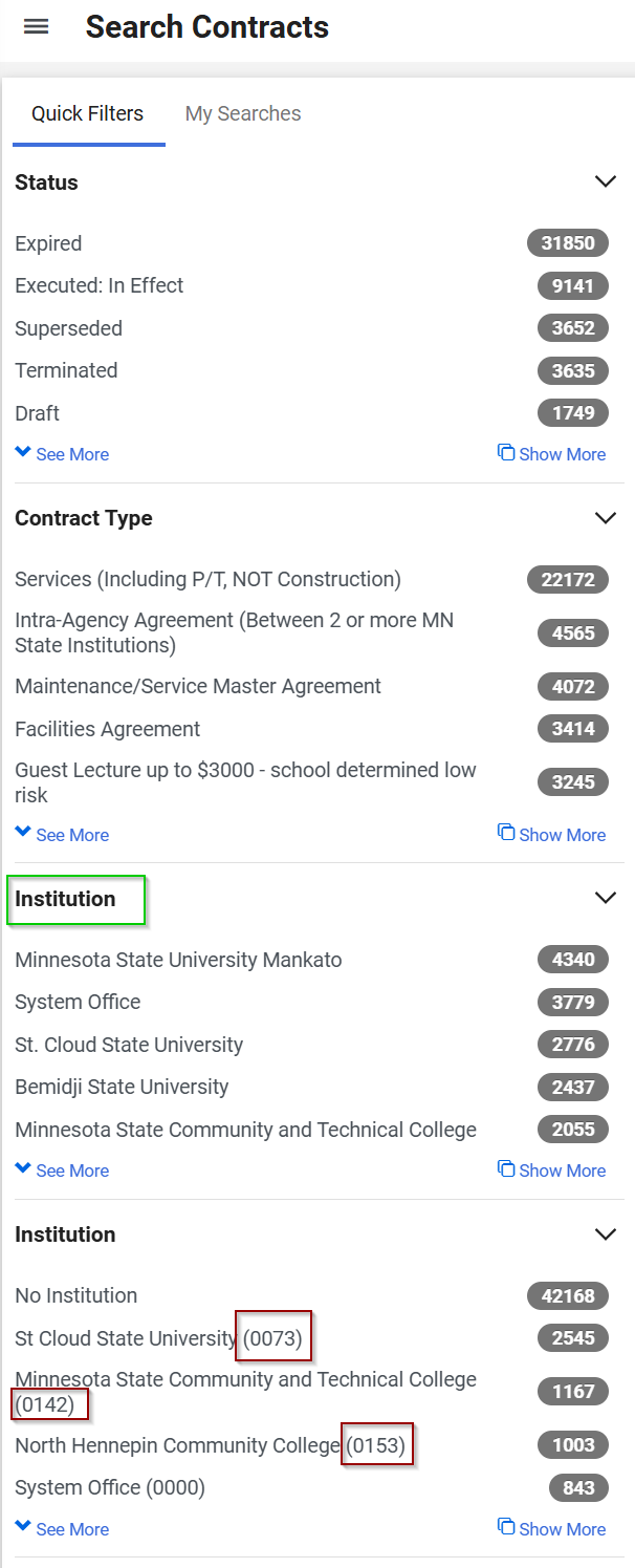 image depicting contract search filters